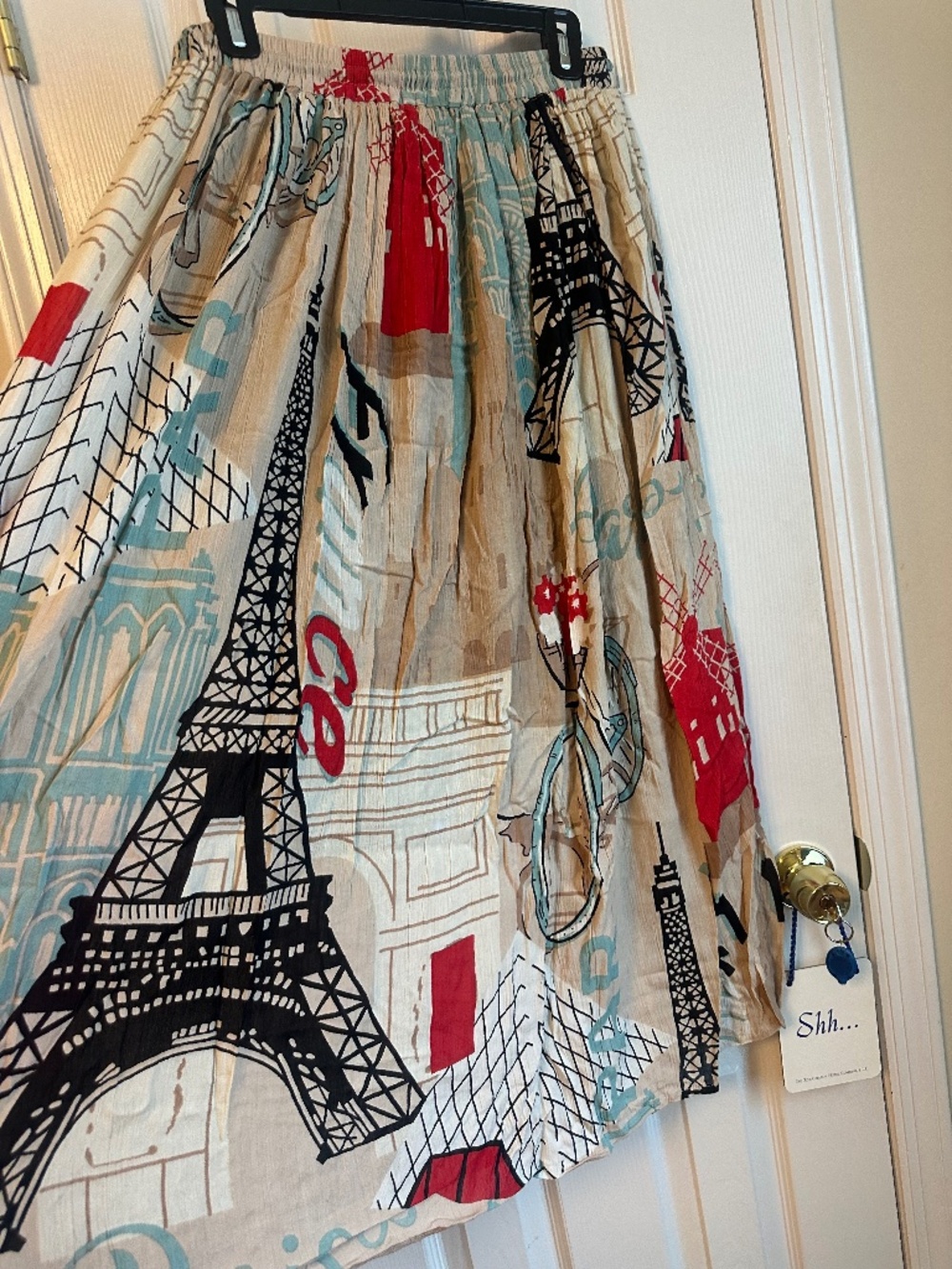 Paris theme, women's long full skirt.  OS